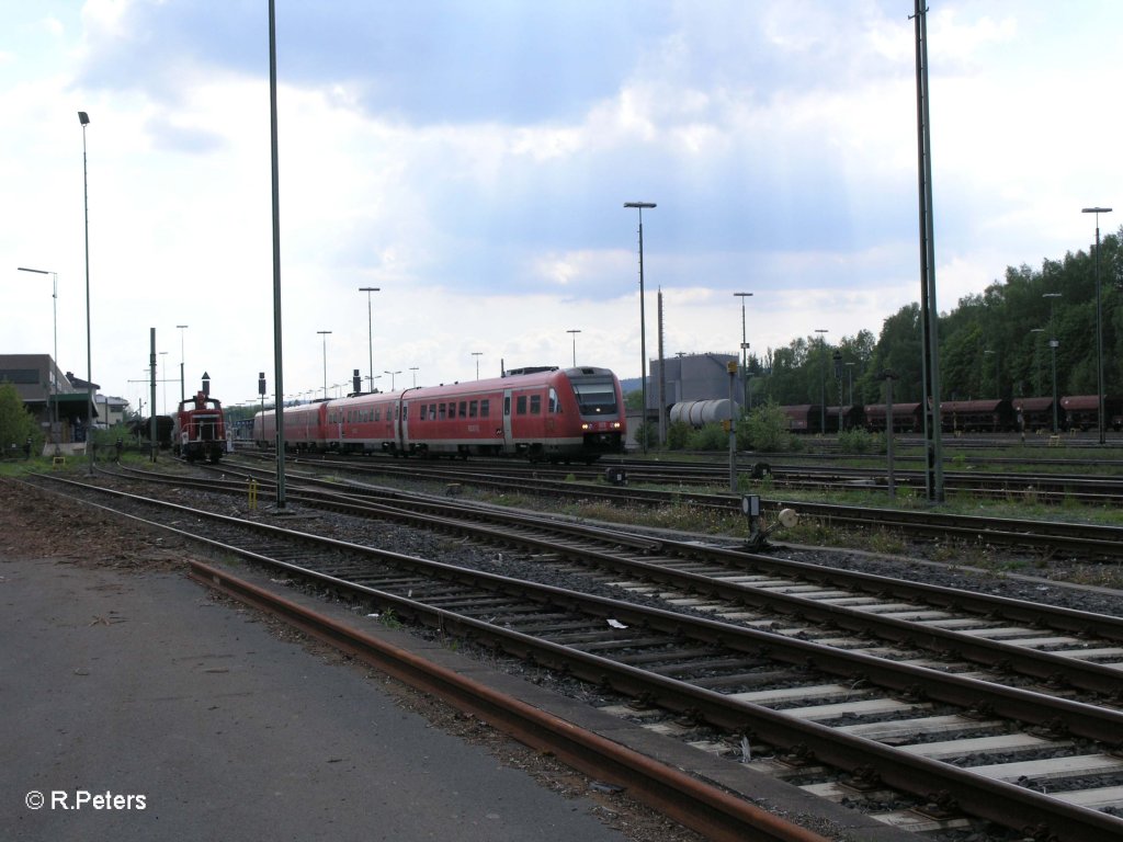 Ein 612er verl�sst Marktredwitz mit dem RE Gera. 22.05.10