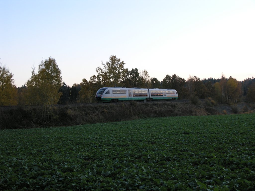 Eine Vogtlandbahn s�dlich von Wiesau/Oberpfalz auf dne Weg nach Hof. 30.10.09