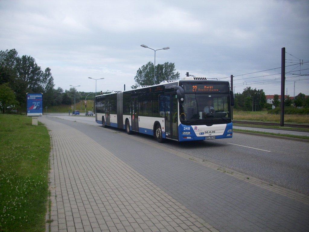 MAN Lion's City der Rostocker Straenbahn AG in Rostock. 

