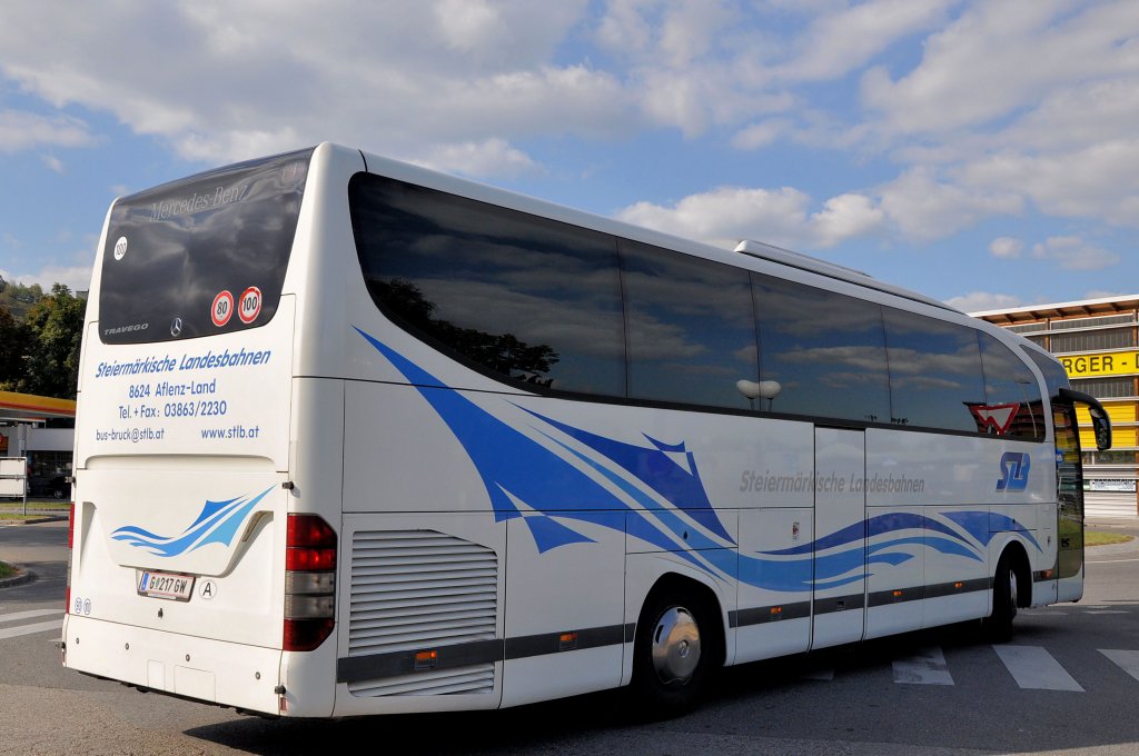 MERCEDES BENZ TRAVEGO von den  Steiermrkischen Landesbahnen  (Steiermark/sterreich) im September 2012 in Krems.