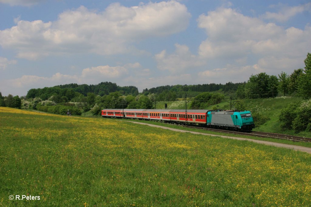 Nachschuss von 165 634-3 mit S3 39336 nach N�rnberg bei P�lling. 13.05.11