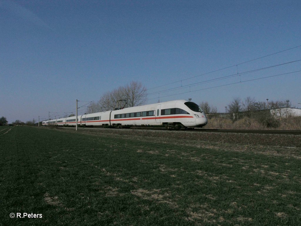 Nachschuss von 411 052-4 “Travem�nde“ als Unbekannter ICE bei Podelwitz. 29.03.11 