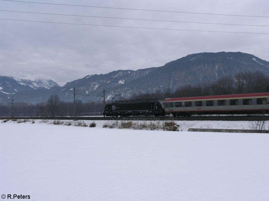 Nachschuss von E189 094 mit ein EC nach M�nchen kurz vor Kufstein. 18.02.10