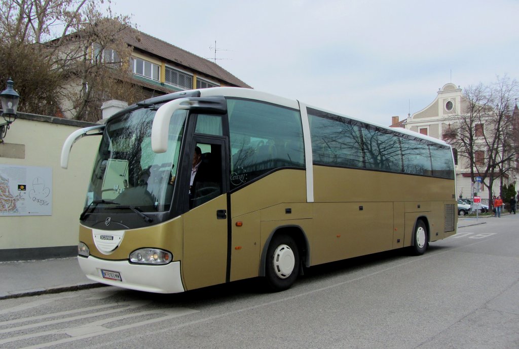 SCANIA CENTURY aus Wien im April 2013 in Krems gesehen.