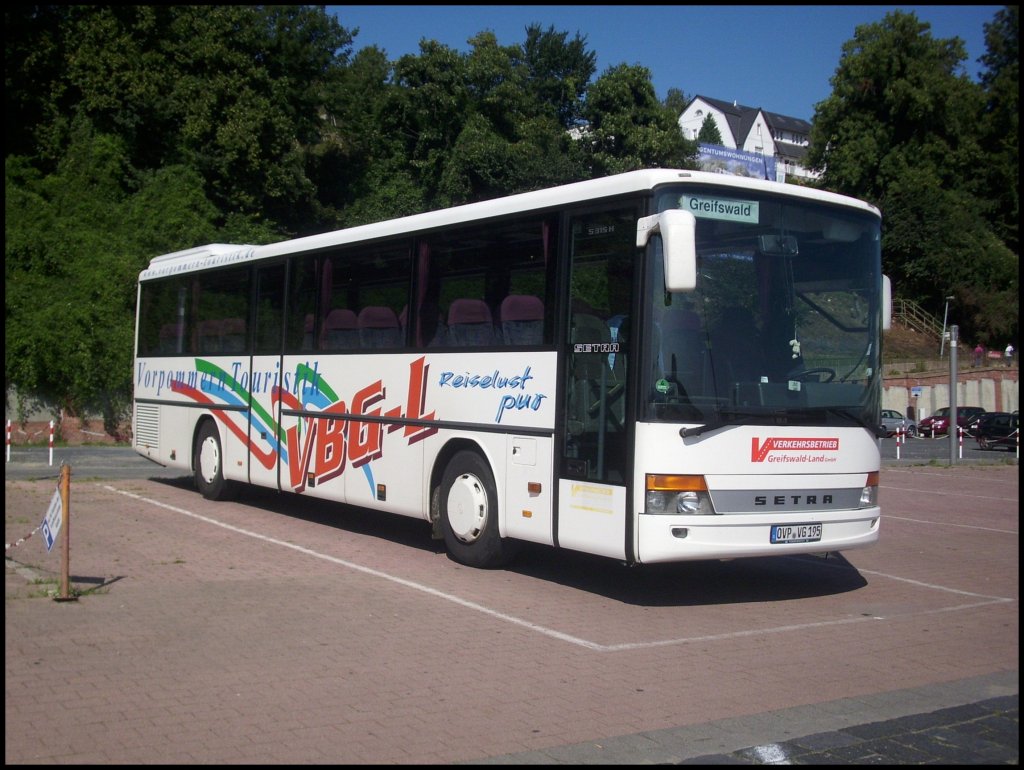 Setra 315 H vom Verkehrsbetrieb Greifswalder Land GmbH im Stadthafen Sassnitz.