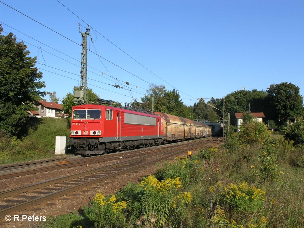 Und nochmal 155 113-4 die ein BMW-Autozug durch undorf in Richtung N�rnberg zieht. 09.09.08