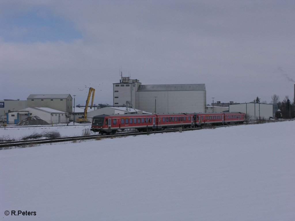 Zwei 628iger verlassen Buchloe mit einer RB F�ssen. 25.02.09