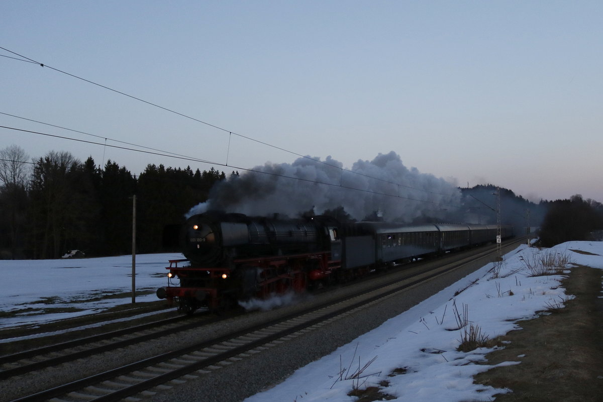 001 180 bei der R�ckfahrt von Freilassing nach N�rdlingen am 23. Februar 2019 bei Grabenst�tt.