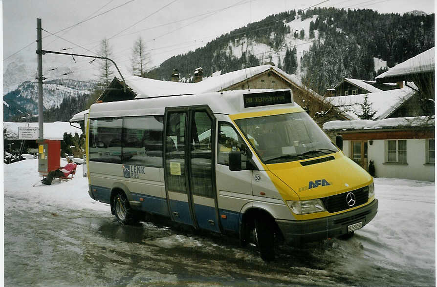 (083'207) - AFA Adelboden - Nr. 50/BE 538'550 - Mercedes (ex RRV Savigny) am 19. Februar 2006 beim Bahnhof Lenk
