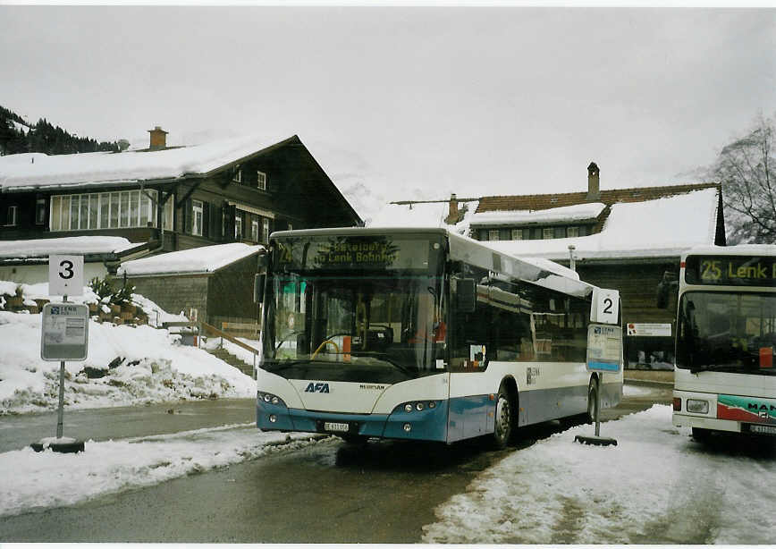 (083'223) - AFA Adelboden - Nr. 54/BE 611'056 - Neoplan (ex VBZ Zrich Nr. 243) am 19. Februar 2006 beim Bahnhof Lenk