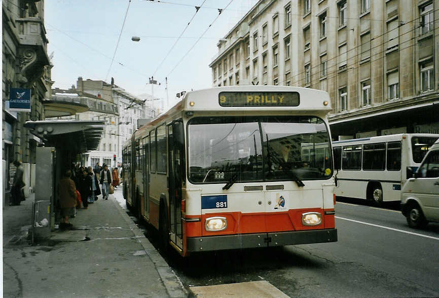 (083'729) - TL Lausanne - Nr. 881 - Saurer/Hess Gelenktrolleybus (ex TPG Genve Nr. 661) am 6. Mrz 2006 in Lausanne, Bel-Air