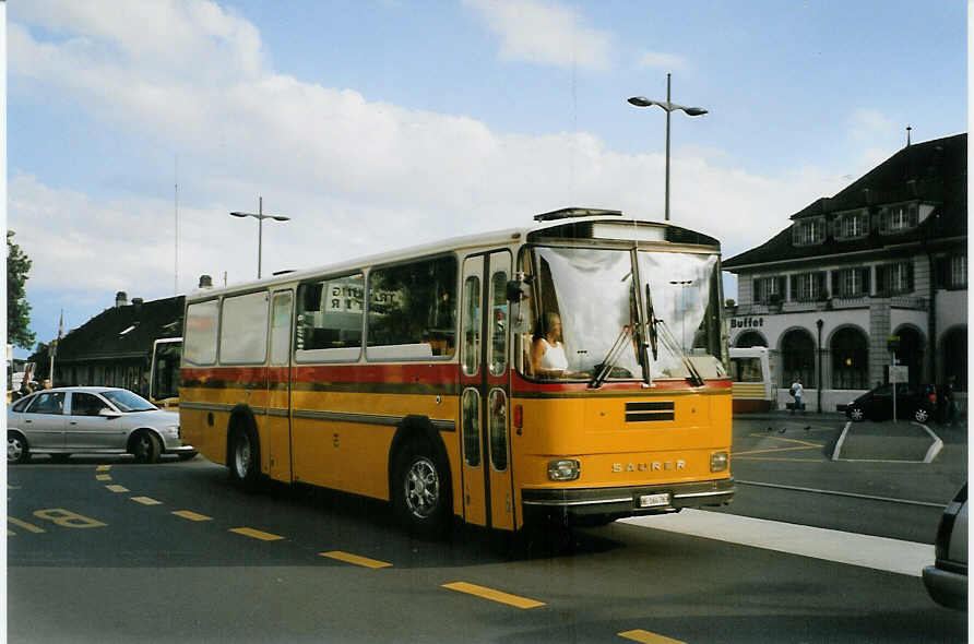 (088'906) - Segessenmann, Burgistein - BE 164'763 - Saurer/Tscher (ex P 24'229) am 9. August 2006 beim Bahnhof Thun