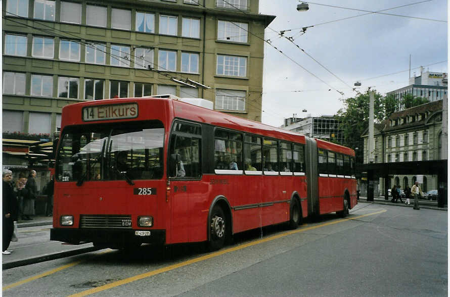 (088'929) - Bernmobil, Bern - Nr. 285/BE 419'285 - Volvo/R&J-Hess-Gangloff am 14. August 2006 beim Bahnhof Bern