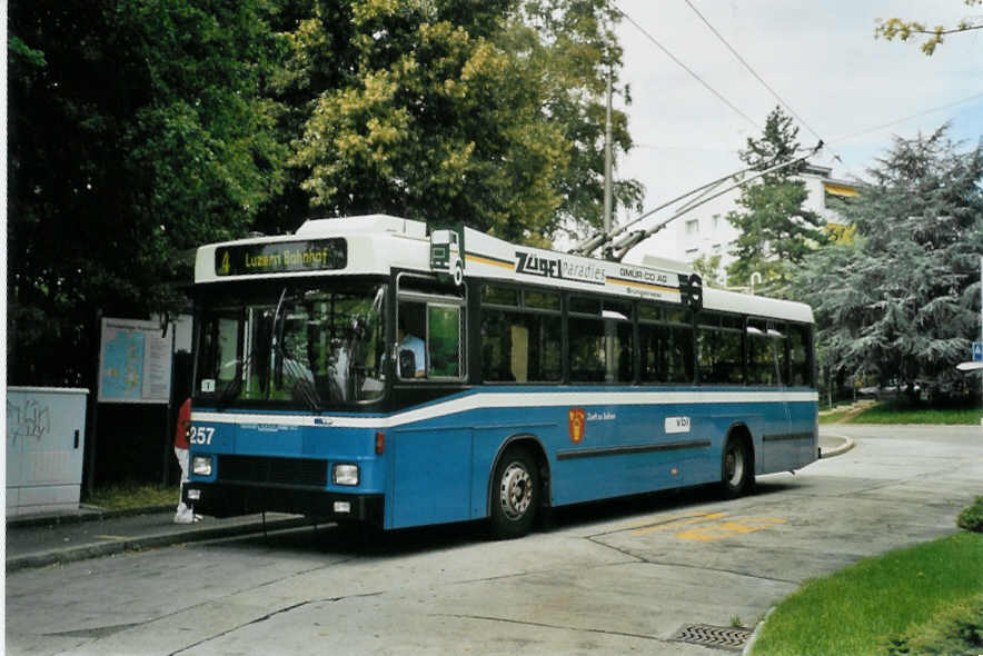 (096'815) - VBL Luzern - Nr. 257 - NAW/R&J-Hess Trolleybus am 23. Juli 2007 in Luzern, Hubelmatt