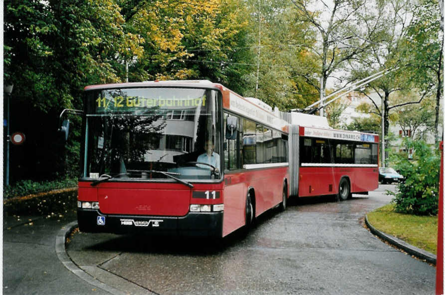 (099'424) - Bernmobil, Bern - Nr. 11 - NAW/Hess Gelenktrolleybus am 30. September 2007 in Bern, Lnggasse