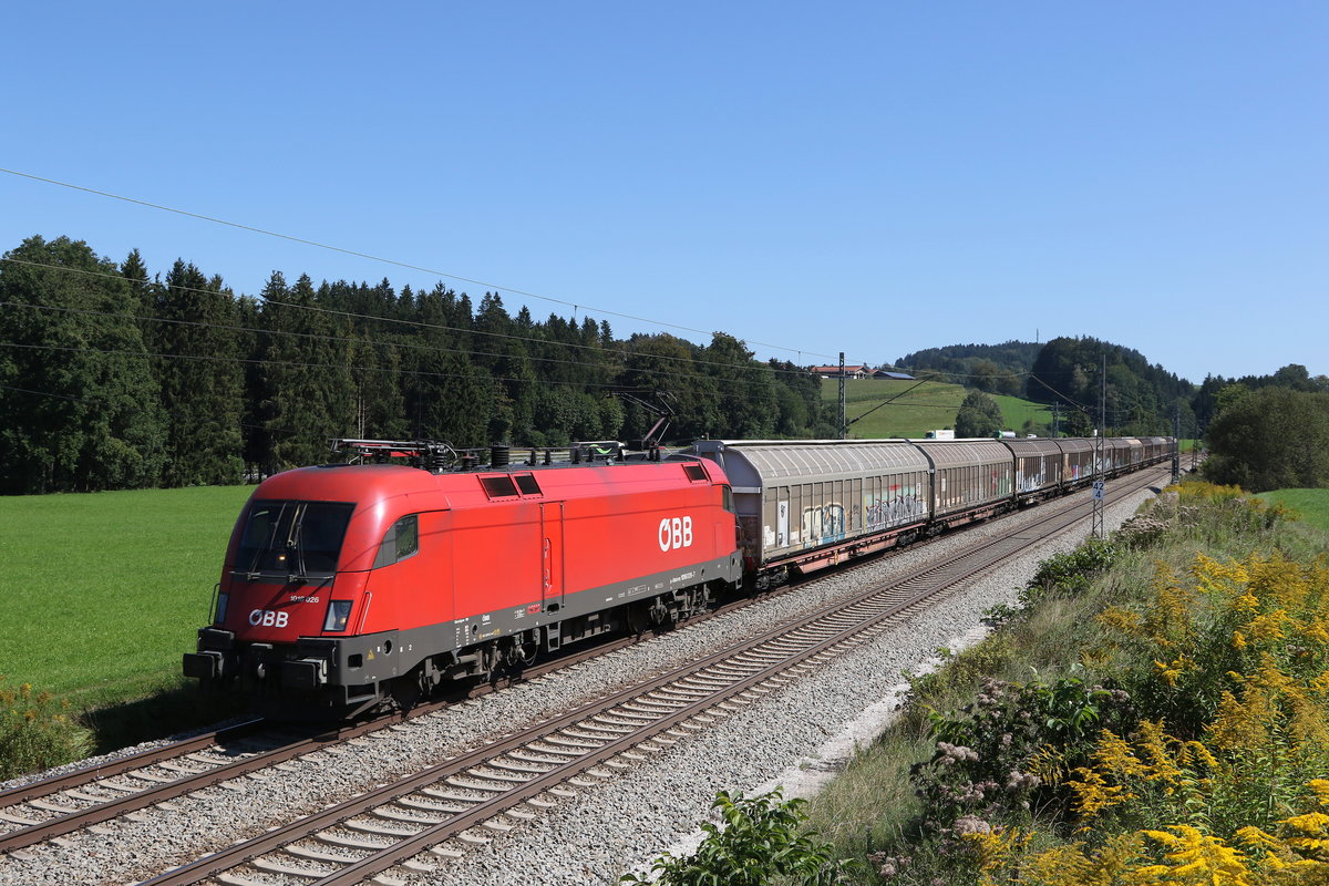 1016 026 mit einem Schiebewandwagen aus Salzburg kommend am 9. September 2020 bei Grabensttt.
