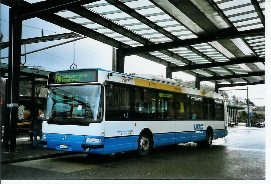 (103'422) - Ryffel, Uster - Nr. 80/ZH 301'757 - Irisbus am 7. Januar 2008 beim Bahnhof Effretikon