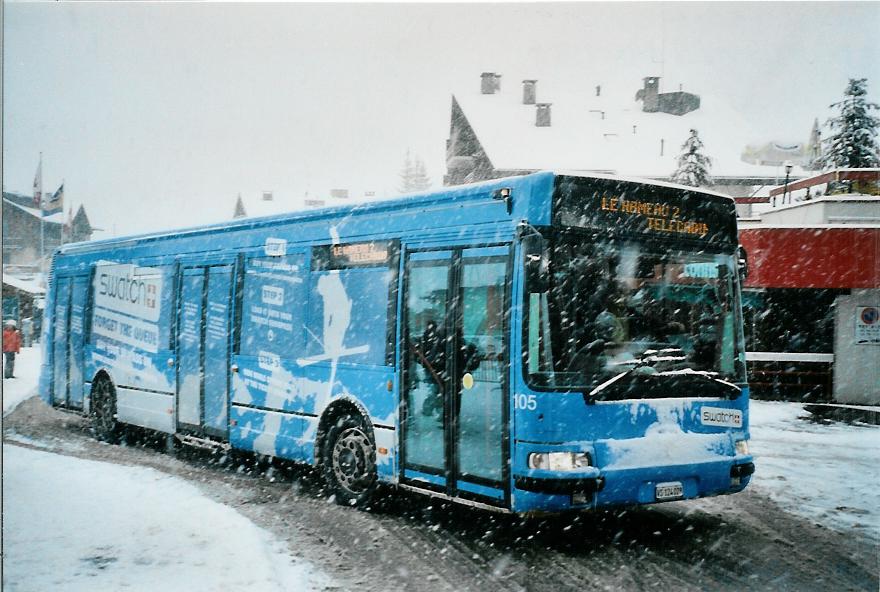(105'533) - TMR Martigny - Nr. 105/VS 124'028 - Irisbus am 21. Mrz 2008 in Verbier, Parc Central