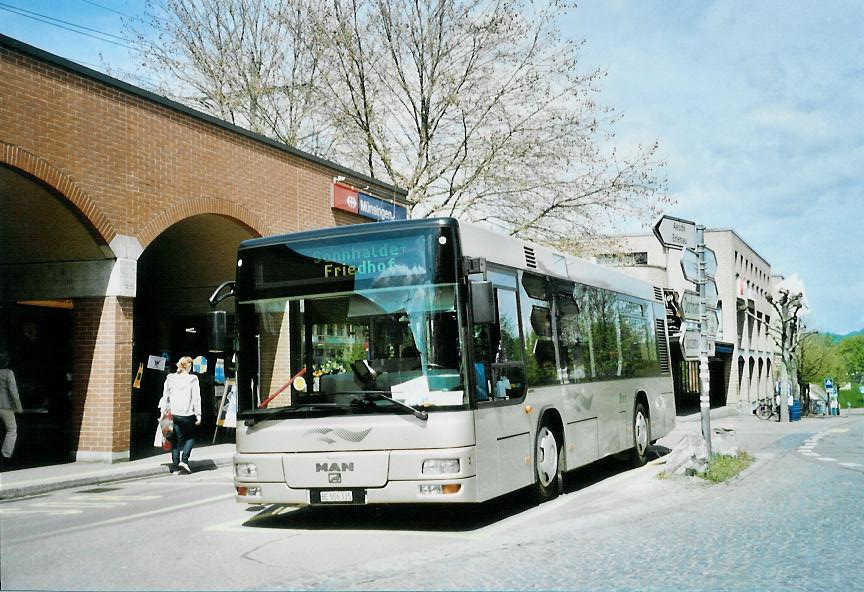(106'902) - Lengacher, Mnsingen - Nr. 7/BE 556'335 - MAN/Gppel (ex AFA Adelboden Nr. 55; ex Matt, FL-Mauren Nr. 66) am 2. Mai 2008 beim Bahnhof Mnsingen