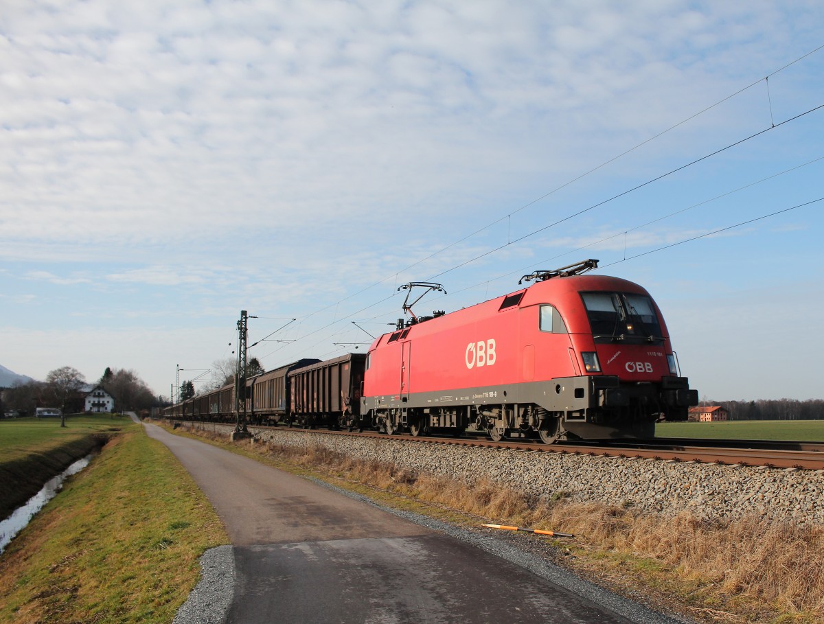 1116 181-9  Hanspeter  unterwegs nach Salzburg am 19. Dezember 2015 bei �bersee.