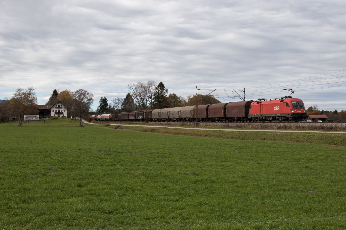 1116 181-9  Hanspeter  war am 7. November 2015 mit einem gemischten Gterzug bei bersee in Richtung Salzburg unterwegs.