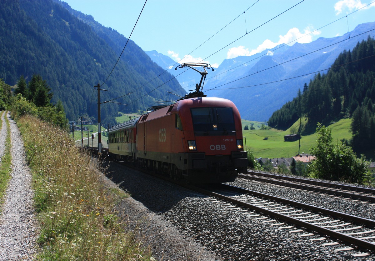 1116 187-4 vom Brenner kommend am 16. August 2013 bei St. Jodok.