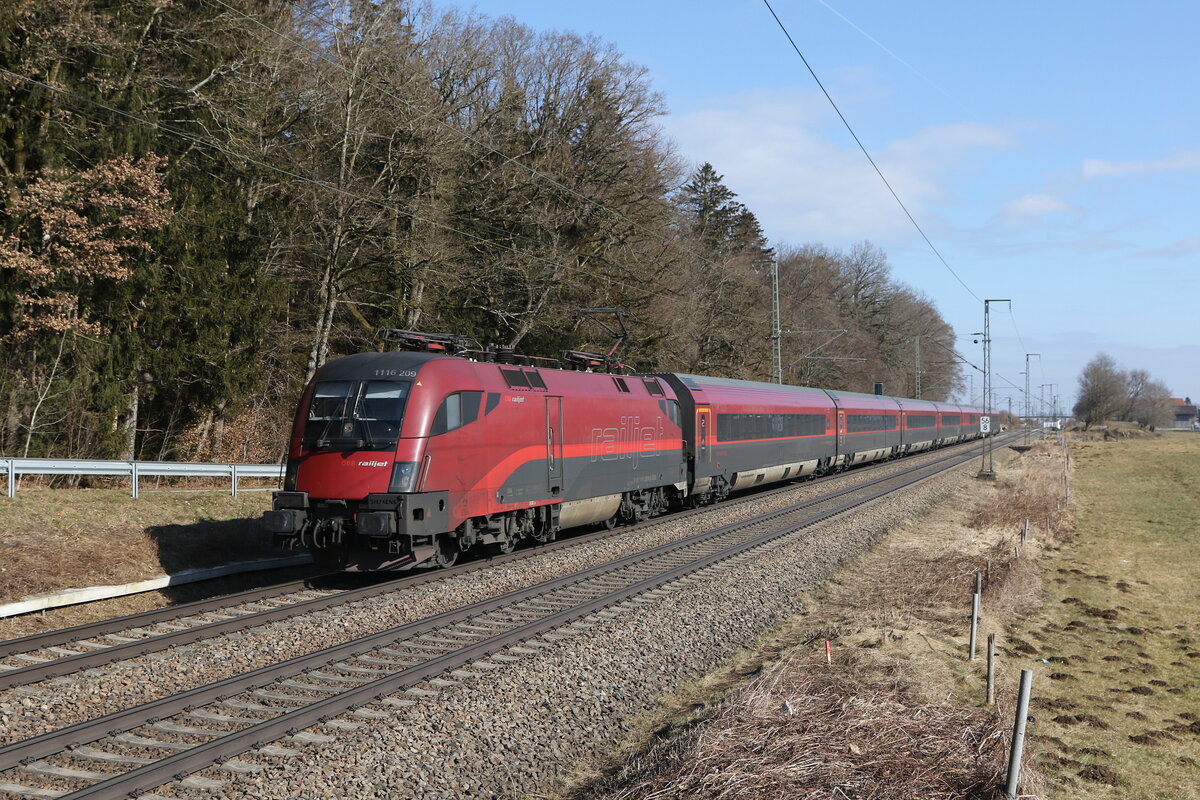 1116 209 aus Salzburg kommend am 20. Februar 2025 bei Hufschlag.