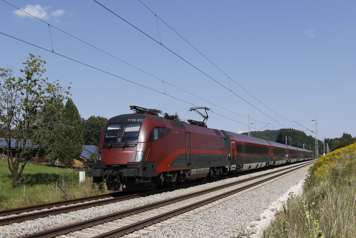 1116 217 aus Salzburg kommend am 19. August 2018 bei Grabenst�tt.