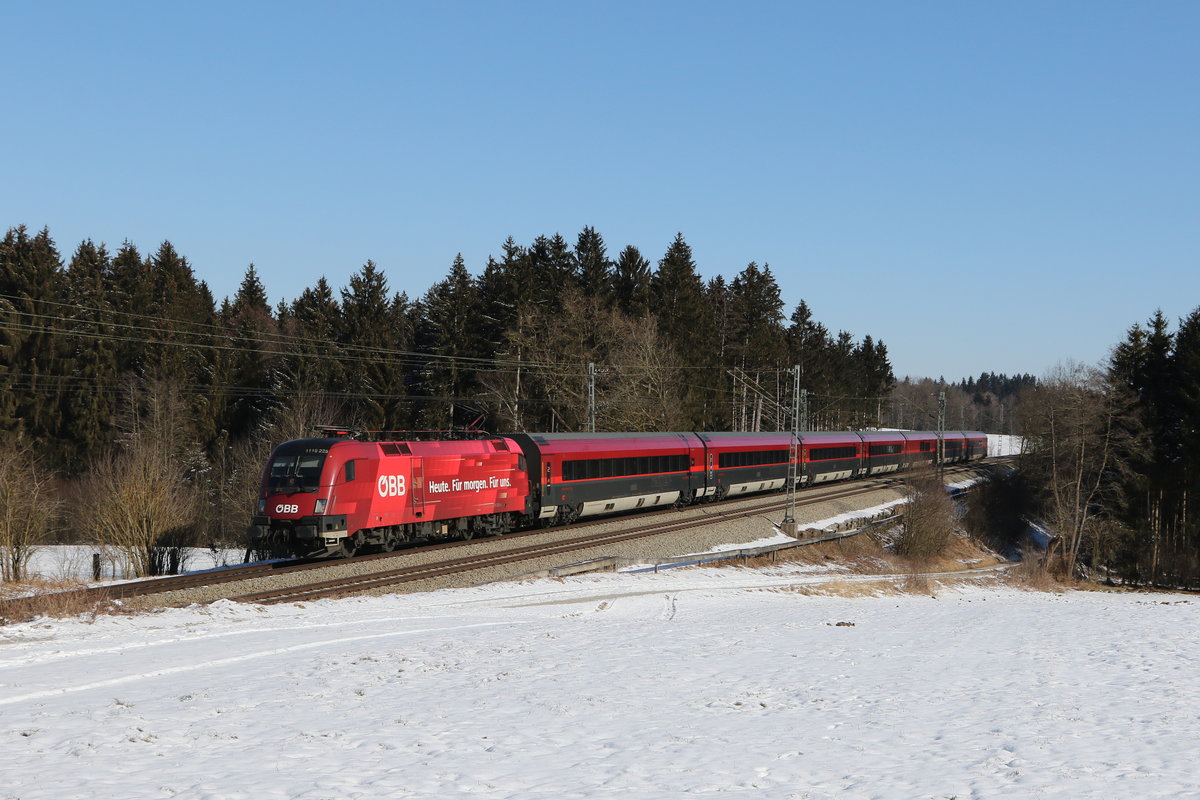 1116 225  Heute. F�r morgen. F�r uns.  mit einem Railjet aus Salzburg kommend am 13. Februar 2021 bei Grabenst�tt.