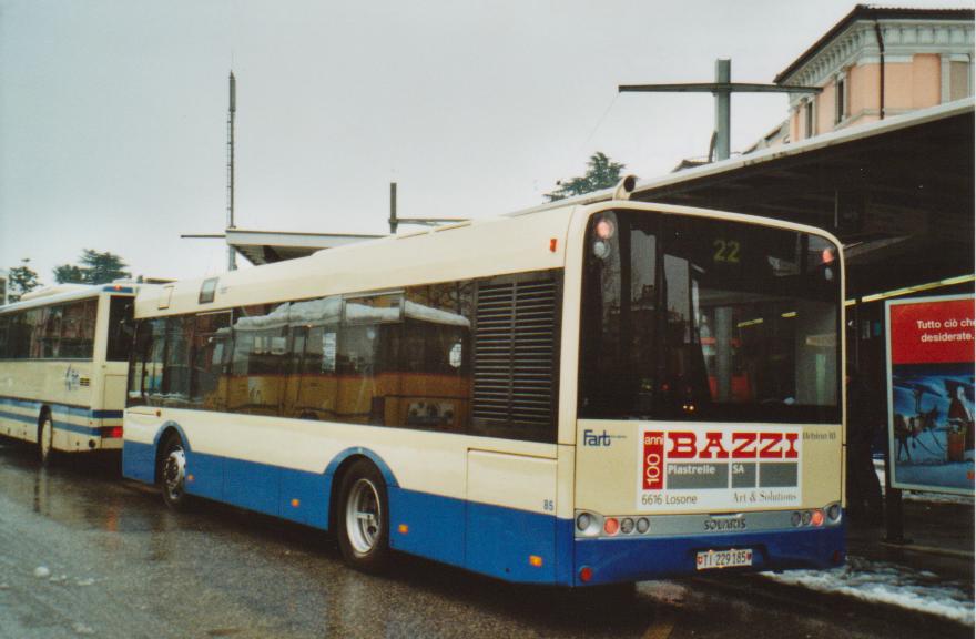 (112'806) - FART Locarno - Nr. 85/TI 229'185 - Solaris am 11. Dezember 2008 beim Bahnhof Locarno