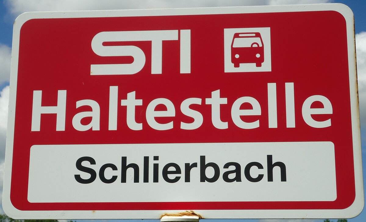 (113'876) - STI-Haltestellenschild - Fahrni, Schlierbach - am 28. Mai 2011