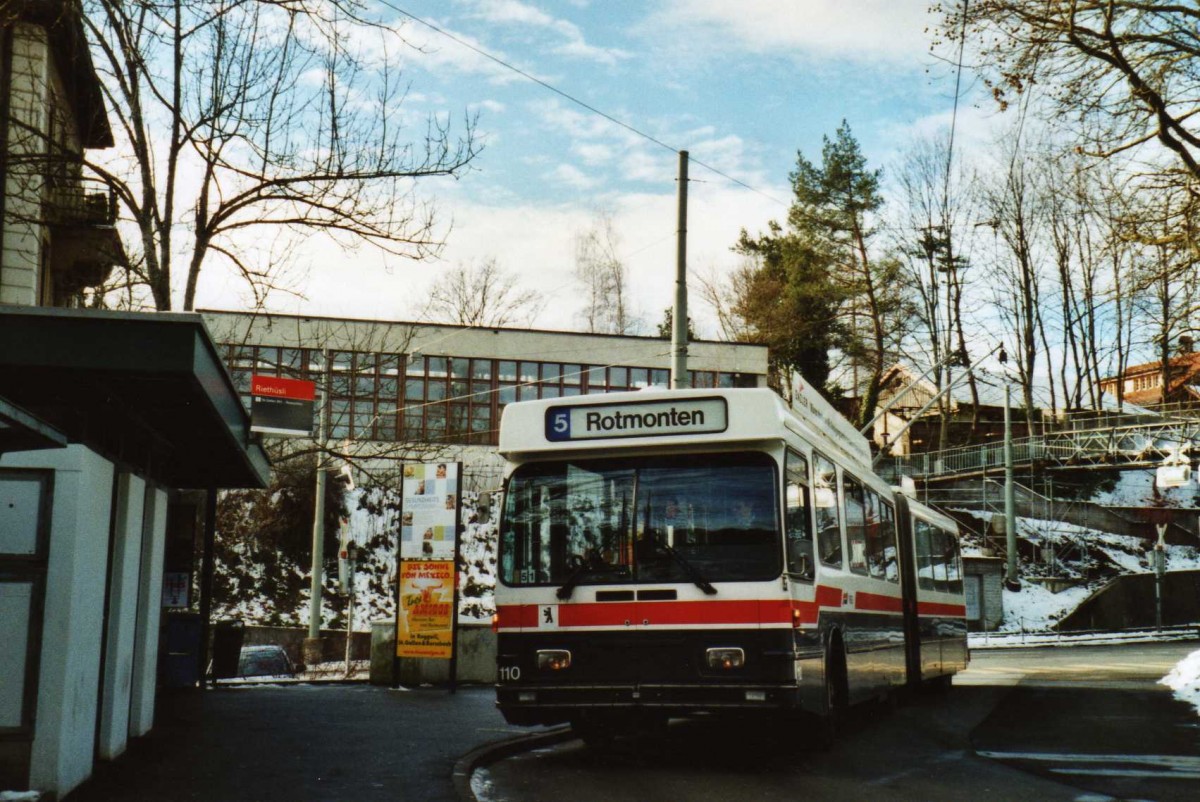 (113'927) - VBSG St. Gallen - Nr. 110 - Saurer/Hess Gelenktrolleybus am 17. Januar 2009 in St. Gallen, Riethsli