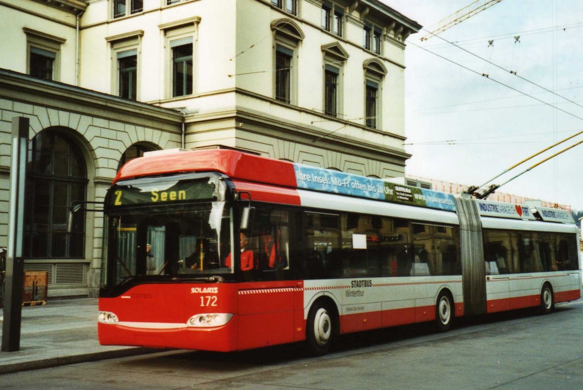 (114'106) - SW Winterthur - Nr. 172 - Solaris Gelenktrolleybus am 21. Januar 2009 beim Hauptbahnhof Winterthur