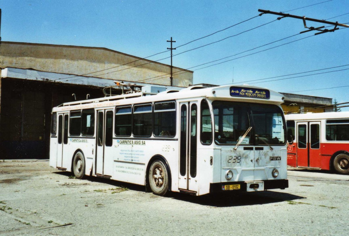 (116'928) - Tursib, Sibiu - Nr. 239/SB-102 - FBW/Hess Trolleybus (ex TL Lausanne) am 27. Mai 2009 in Sibiu, Depot