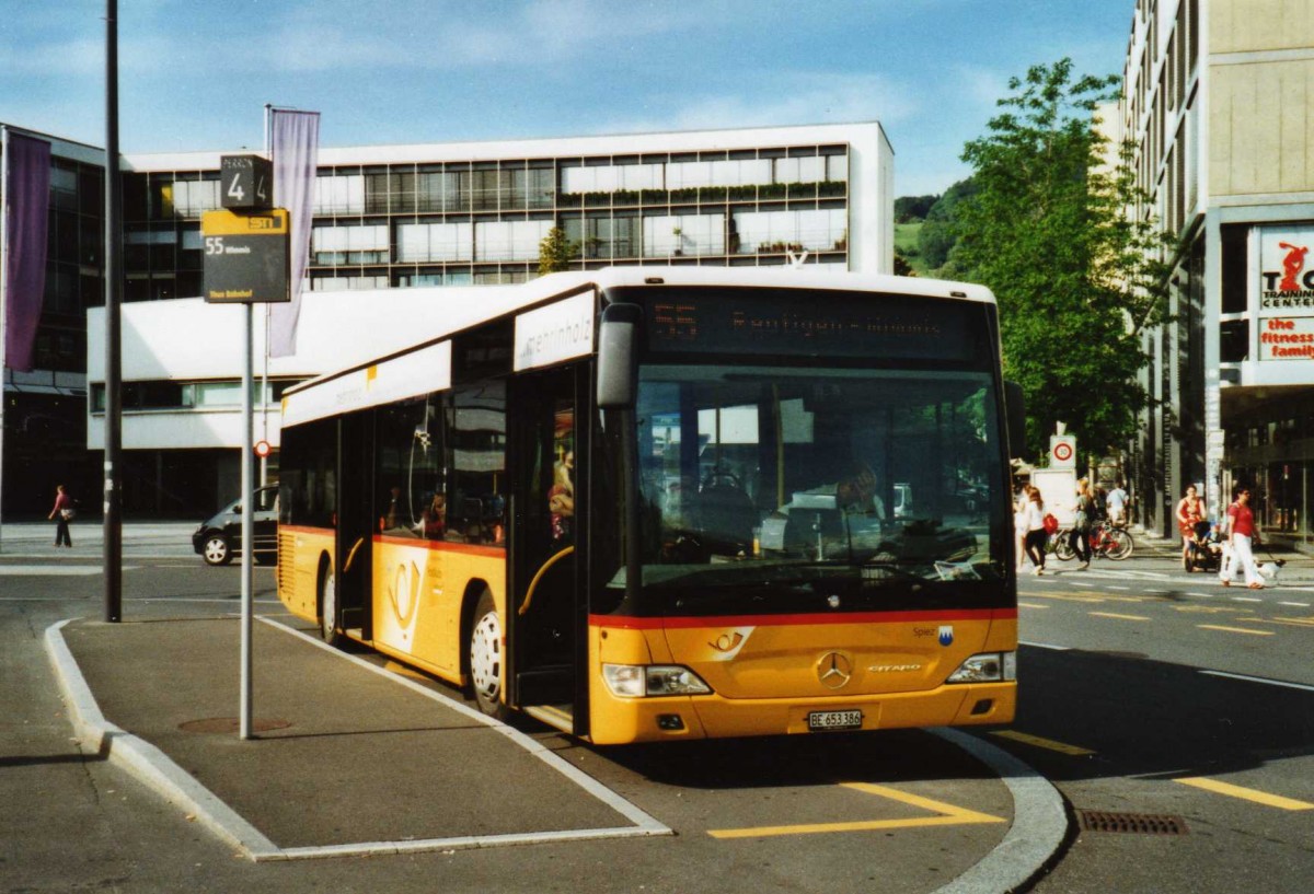 (117'819) - PostAuto Bern - BE 653'386 - Mercedes am 17. Juni 2009 beim Bahnhof Thun