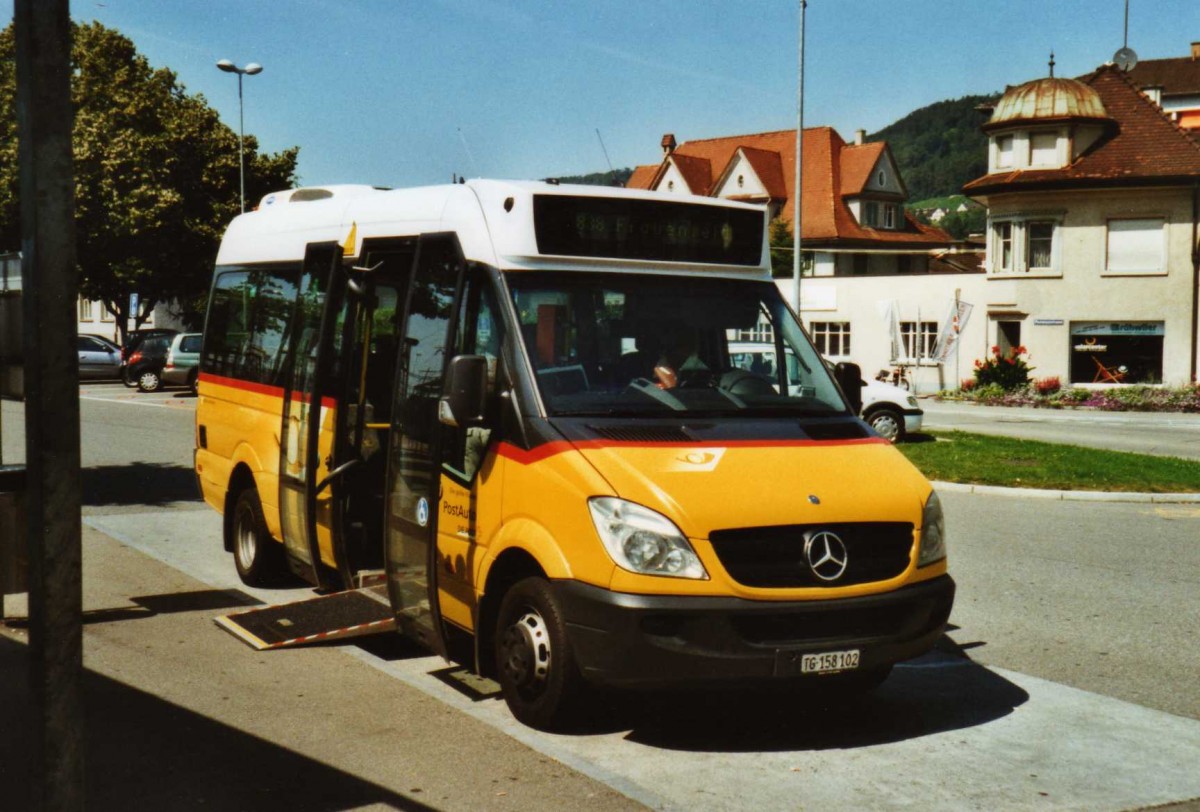 (120'121) - PostAuto Ostschweiz - Nr. 42/TG 158'102 - Mercedes am 19. August 2009 beim Bahnhof Weinfelden