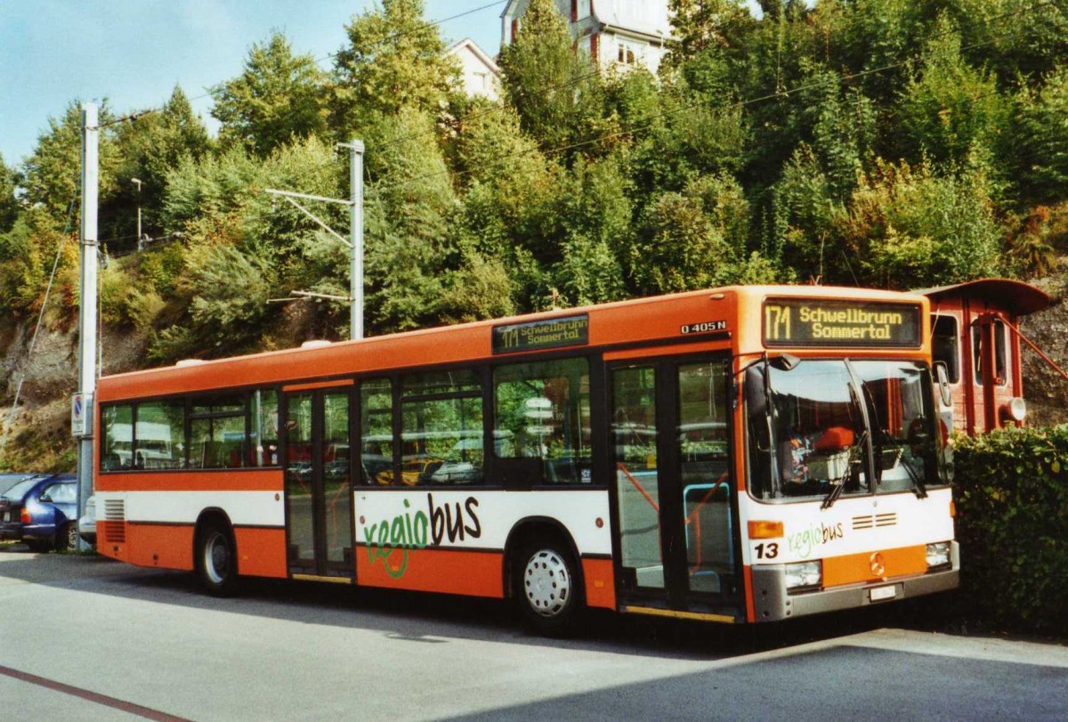 (121'316) - Regiobus, Gossau - Nr. 13/SG 38'472 - Mercedes am 23. September 2009 beim Bahnhof Herisau
