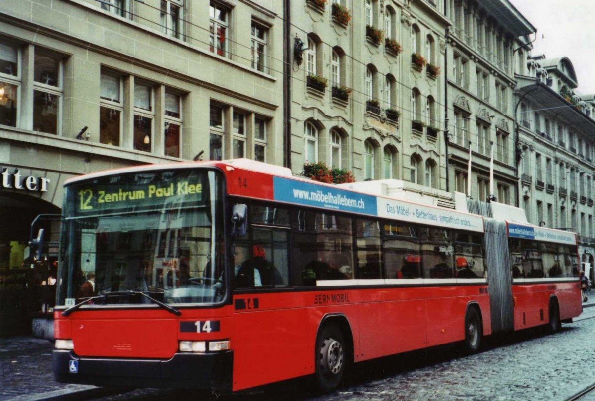 (122'101) - Bernmobil, Bern - Nr. 14 - NAW/Hess Gelenktrolleybus am 16. November 2009 in Bern, Brenplatz