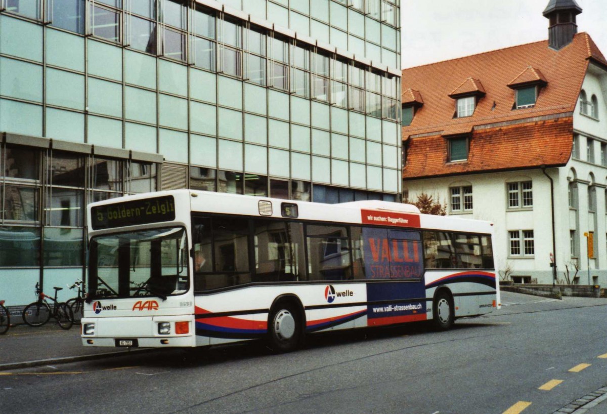 (124'519) - AAR bus+bahn, Aarau - Nr. 153/AG 7553 - MAN am 17. Februar 2010 beim Bahnhof Aarau