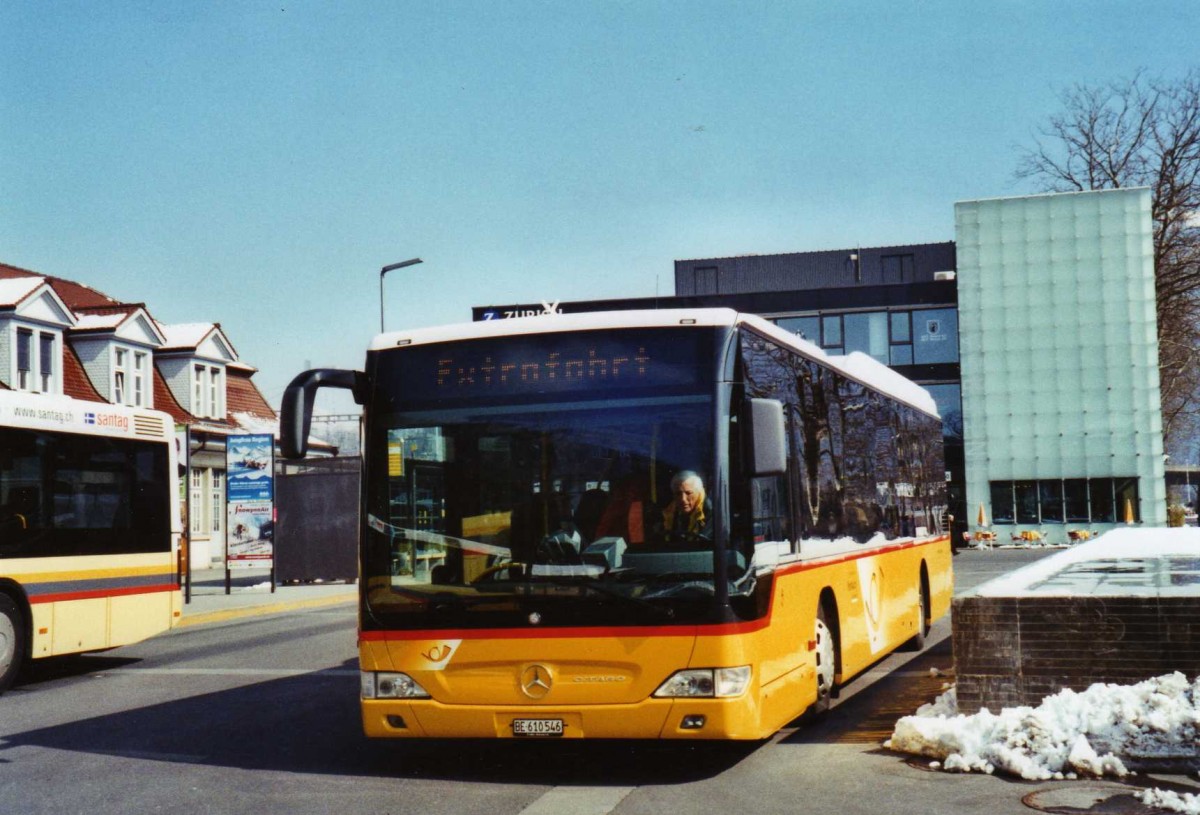 (124'601) - PostAuto Bern - BE 610'546 - Mercedes am 8. Mrz 2010 beim Bahnhof Interlaken Ost