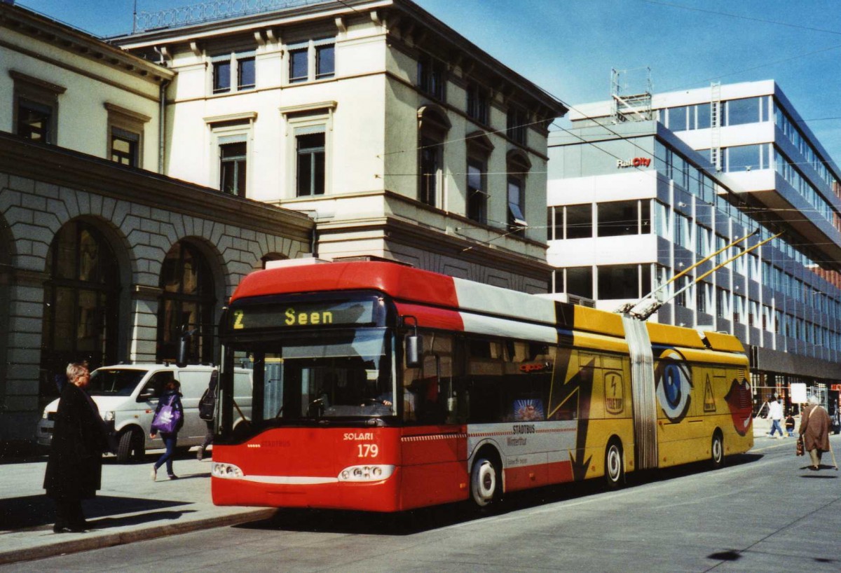 (125'030) - SW Winterthur - Nr. 179 - Solaris Gelenktrolleybus am 17. Mrz 2010 beim Hauptbahnhof Winterthur