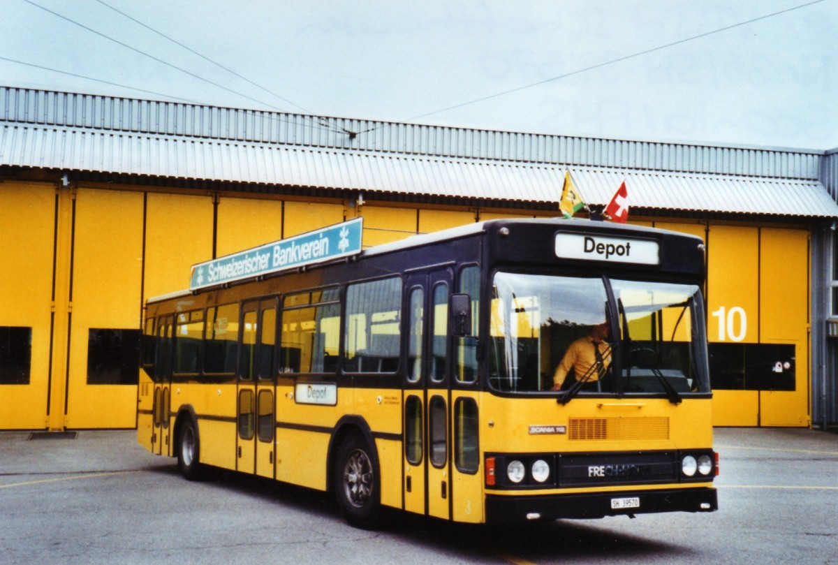 (126'308) - Ruklic, Schaffhausen - SH 39'570 - Scania/FHS (ex VBSH Schaffhausen Nr. 36; ex VBSH Schaffhausen Nr. 1) am 16. Mai 2010 in Schaffhausen, Busdepot VBSH