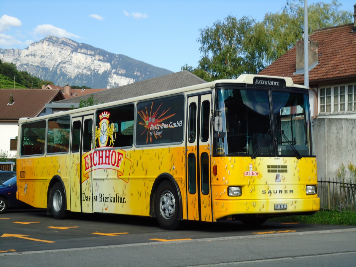 (128'124) - Party-Bus, Ruswil - LU 117'113 - Saurer/R&J (ex Stirnimann, Neuenkirch Nr. 42) am 31. Juli 2010 in Spiez, Thunstrasse
