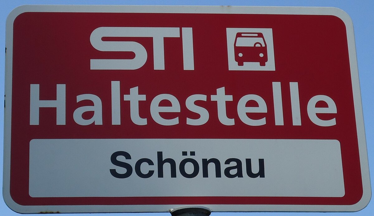 (128'202) - STI-Haltestellenschild - Thun, Schnau - am 1. August 2010