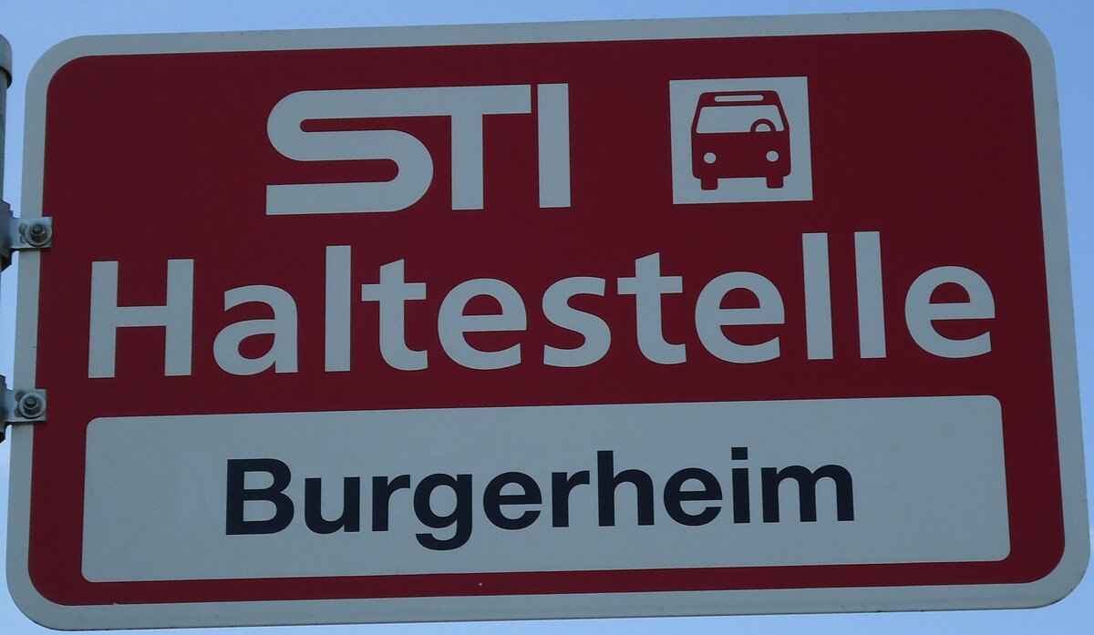 (128'206) - STI-Haltestellenschild - Steffisburg, Burgerheim - am 1. August 2010
