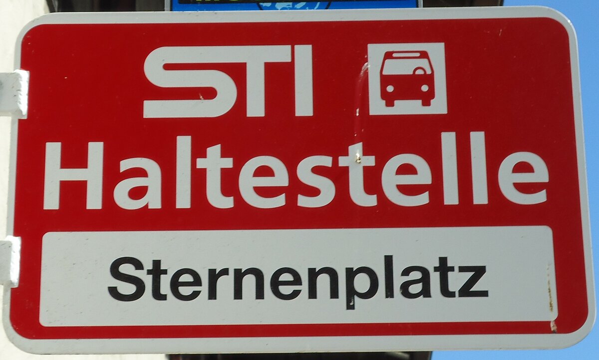 (128'210) - STI-Haltestellenschild - Thun, Sternenplatz - am 1. August 2010