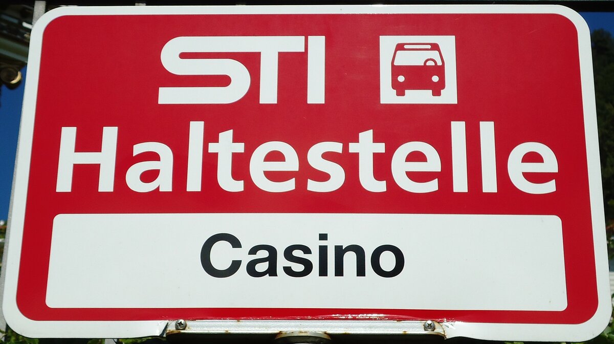 (128'216) - STI-Haltestellenschild - Thun, Casino - am 1. August 2010