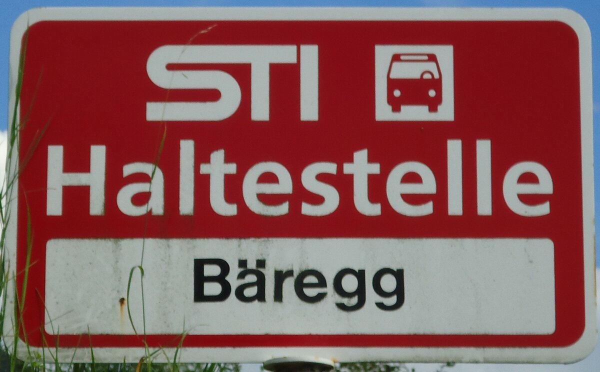 (128'230) - STI-Haltestellenschild - Merligen, Bregg - am 1. August 2010