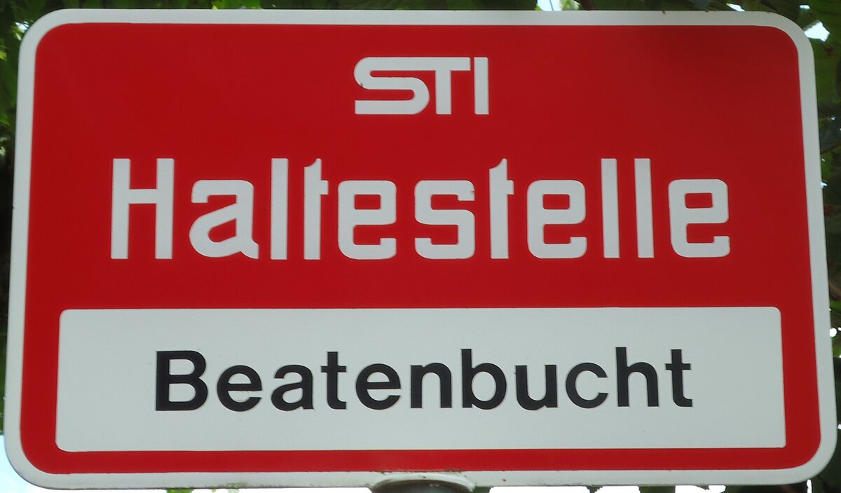 (128'232) - STI-Haltestellenschild - Beatenbucht, Beatenbucht - am 1. August 2010