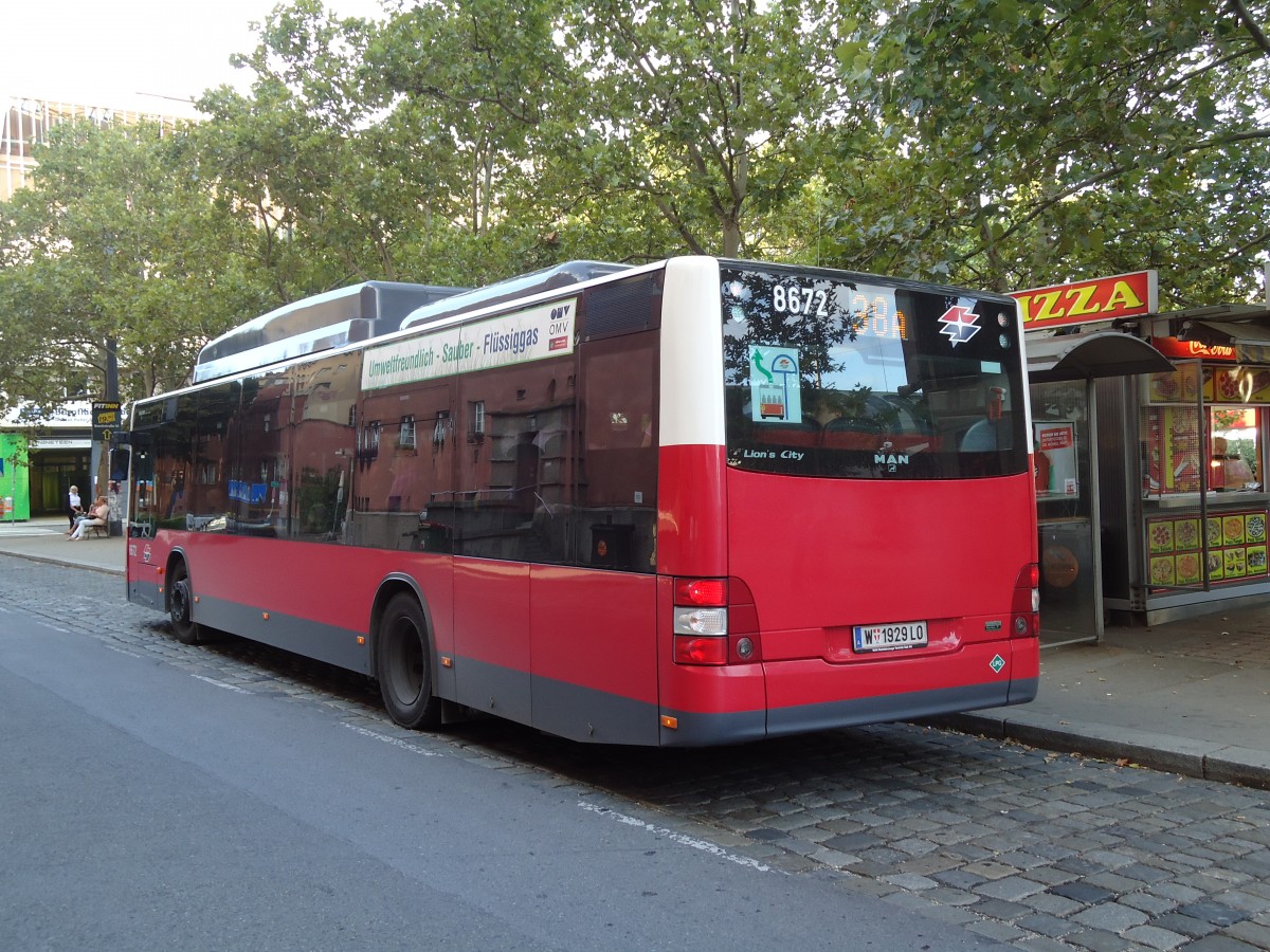 (128'442) - Wiener Linien - Nr. 8672/W 1929 LO - MAN am 9. August 2010 in Wien, Heiligenstadt